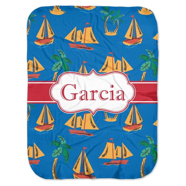 Custom Boats & Palm Trees Baby Swaddling Blanket (Personalized)