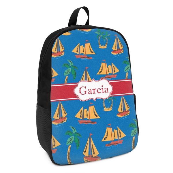 Custom Boats & Palm Trees Kids Backpack (Personalized)
