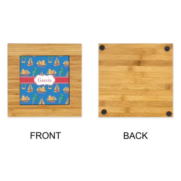 Boats & Palm Trees Bamboo Trivet with 6" Tile - APPROVAL