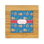 Boats & Palm Trees Bamboo Trivet with Ceramic Tile Insert (Personalized)