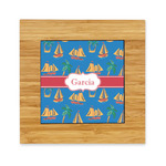Boats & Palm Trees Bamboo Trivet with Ceramic Tile Insert (Personalized)