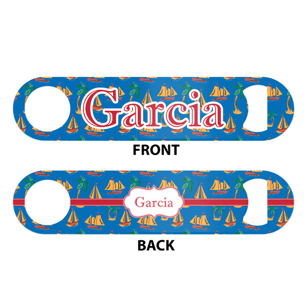 Boats & Palm Trees Bar Bottle Opener - White - Approval