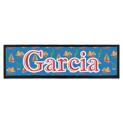 Boats & Palm Trees Bar Mat - Large (Personalized)