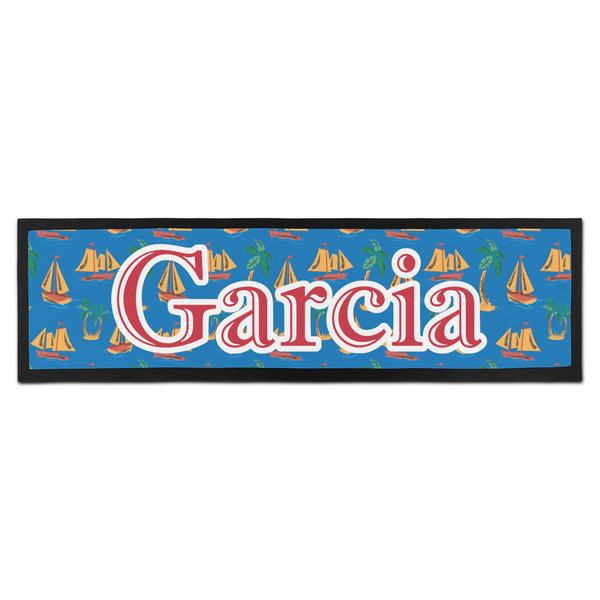 Custom Boats & Palm Trees Bar Mat (Personalized)