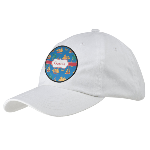 Custom Boats & Palm Trees Baseball Cap - White (Personalized)