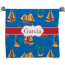 Boats & Palm Trees Bath Towel (Personalized)