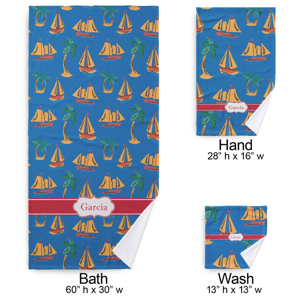 Boats & Palm Trees Bath Towel Sets - 3-piece - Approval