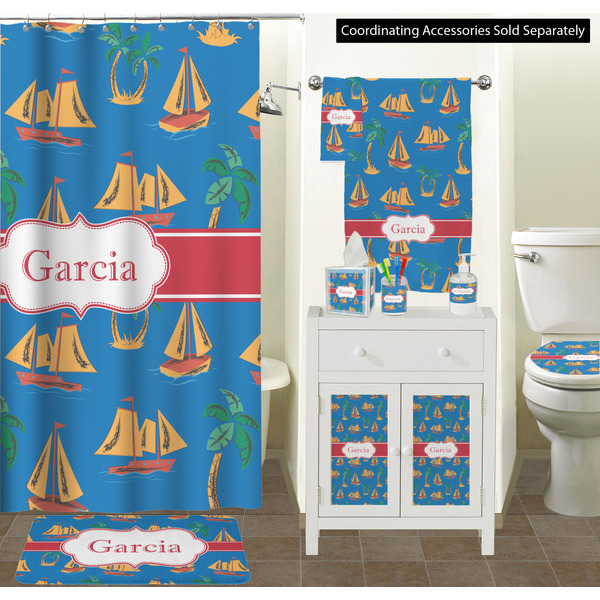 Boats & Palm Trees Bathroom Scene