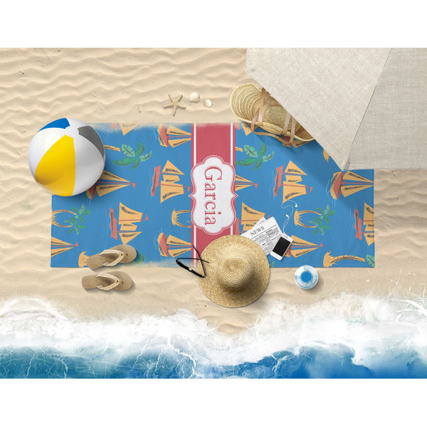 Boats & Palm Trees Beach Towel Lifestyle