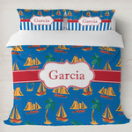 Boats & Palm Trees Duvet Cover Set - King (Personalized)