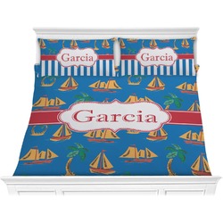 Boats & Palm Trees Comforter Set - King (Personalized)