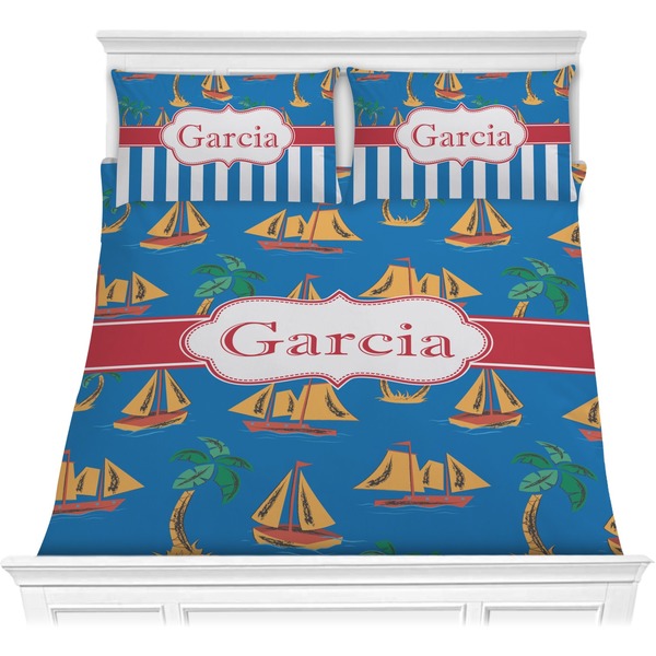 Custom Boats & Palm Trees Comforter Set - Full / Queen (Personalized)