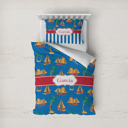 Boats & Palm Trees Duvet Cover Set - Twin (Personalized)