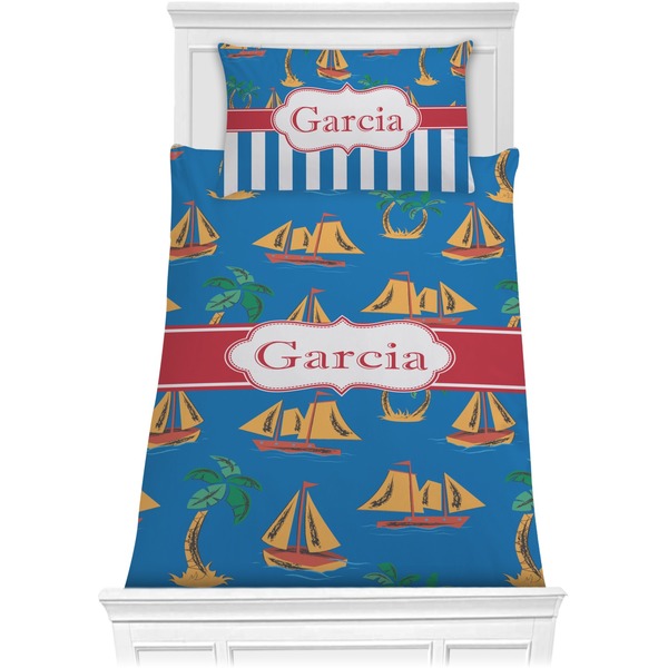 Custom Boats & Palm Trees Comforter Set - Twin XL (Personalized)