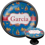 Boats & Palm Trees Cabinet Knob (Black) (Personalized)