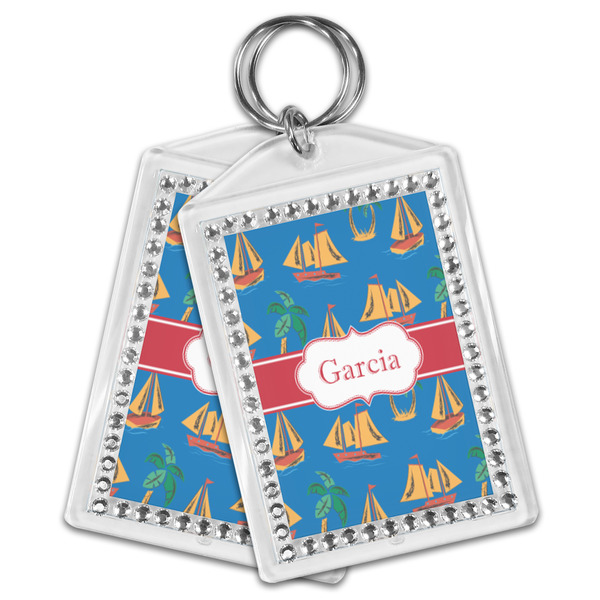 Boats & Palm Trees Bling Keychain - MAIN