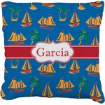 Boats & Palm Trees Faux-Linen Throw Pillow 16" (Personalized)