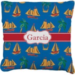 Boats & Palm Trees Faux-Linen Throw Pillow 20" (Personalized)