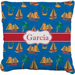 Boats & Palm Trees Faux-Linen Throw Pillow 26" (Personalized)