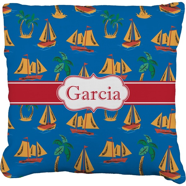 Custom Boats & Palm Trees Faux-Linen Throw Pillow 26" (Personalized)