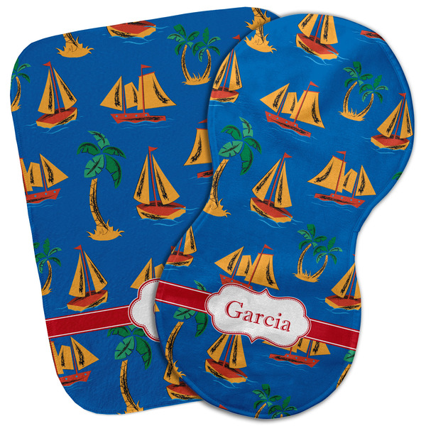 Custom Boats & Palm Trees Burp Cloth (Personalized)