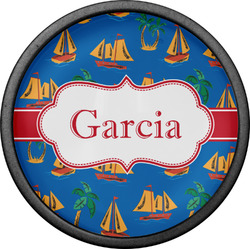 Boats & Palm Trees Cabinet Knob (Black) (Personalized)