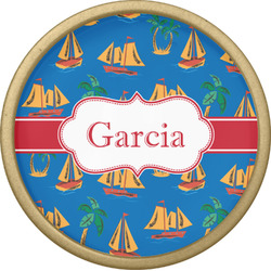 Boats & Palm Trees Cabinet Knob - Gold (Personalized)