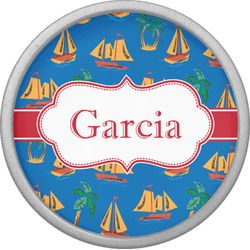 Boats & Palm Trees Cabinet Knob (Silver) (Personalized)