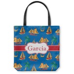 Boats & Palm Trees Canvas Tote Bag - Large - 18"x18" (Personalized)