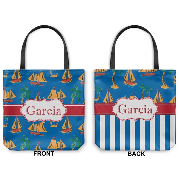 Boats & Palm Trees Canvas Tote - Front and Back