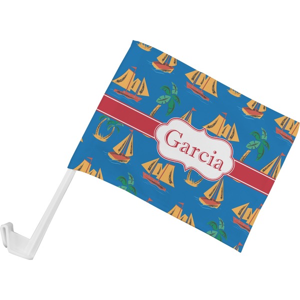 Custom Boats & Palm Trees Car Flag - Small w/ Name or Text