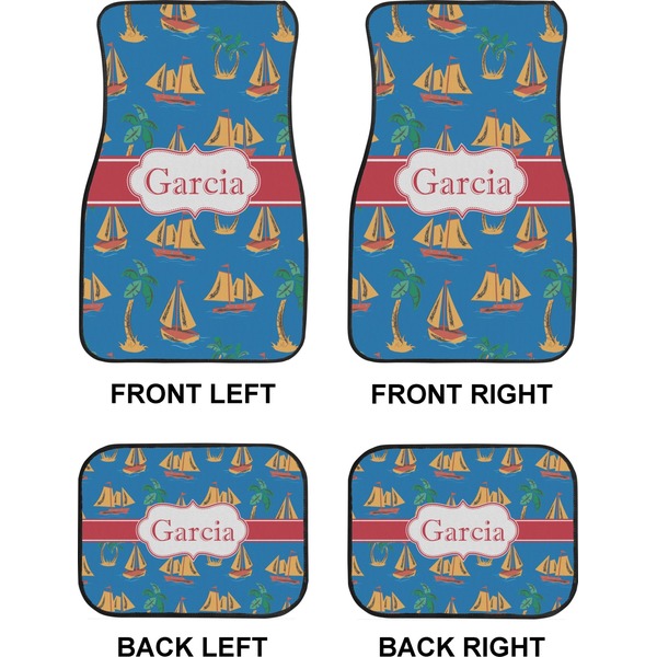 Boats & Palm Trees Car Floor Mats Set (2F + 2B)