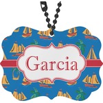Boats & Palm Trees Rear View Mirror Decor (Personalized)