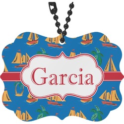 Boats & Palm Trees Rear View Mirror Charm (Personalized)