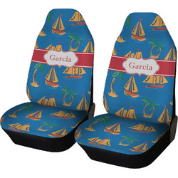 Boats & Palm Trees Car Seat Covers (Set of Two) (Personalized)