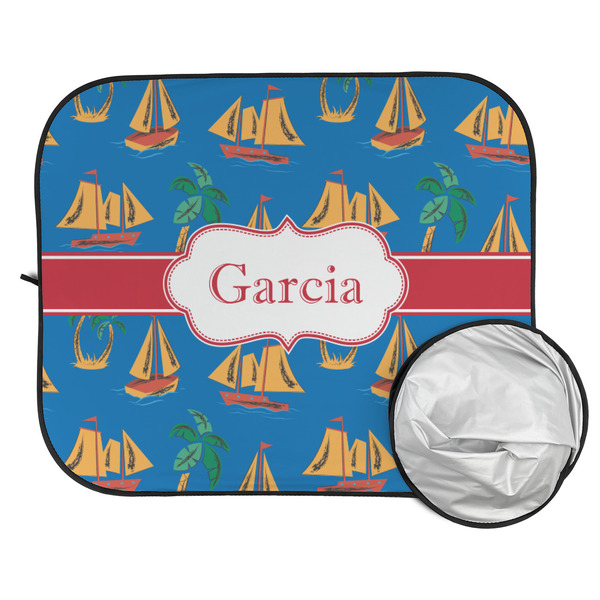 Boats & Palm Trees Car Sun Shades - FOLDED & UNFOLDED