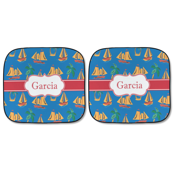 Boats & Palm Trees Car Sun Shades - FRONT