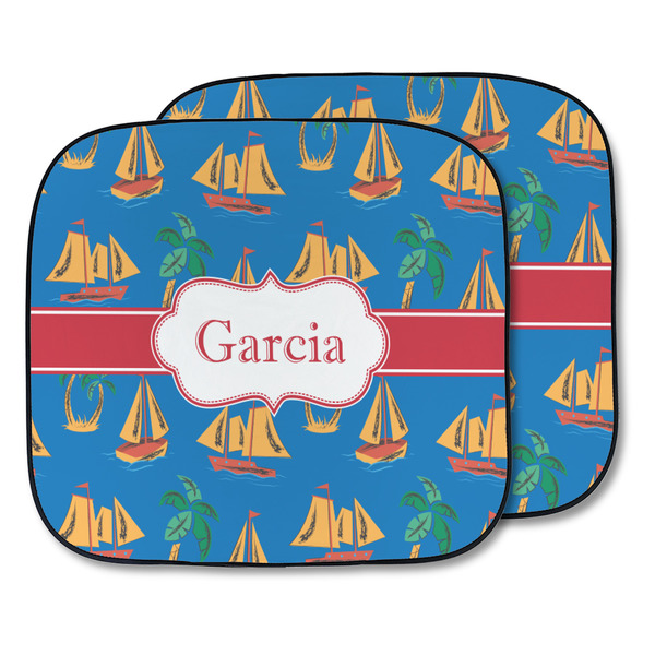 Custom Boats & Palm Trees Car Sun Shade - Two Piece (Personalized)