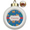Boats & Palm Trees Ceramic Christmas Ornament - Poinsettias (Front View)