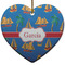 Boats & Palm Trees Ceramic Flat Ornament - Heart (Front)