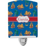 Boats & Palm Trees Ceramic Night Light (Personalized)