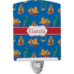 Boats & Palm Trees Ceramic Night Light (Personalized)