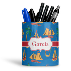 Boats & Palm Trees Ceramic Pen Holder