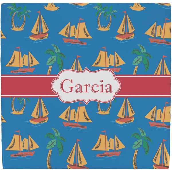 Custom Boats & Palm Trees Ceramic Tile Hot Pad (Personalized)