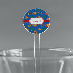 Boats & Palm Trees 7" Round Plastic Stir Sticks - Clear (Personalized)