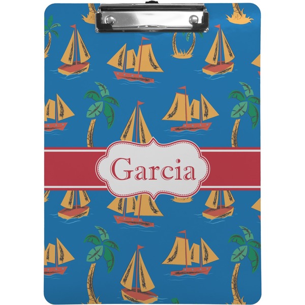 Custom Boats & Palm Trees Clipboard (Letter Size) (Personalized)