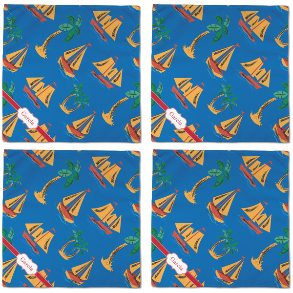 Boats & Palm Trees Cloth Napkins - Personalized Dinner (APPROVAL) Set of 4