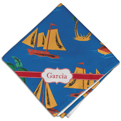 Boats & Palm Trees Cloth Dinner Napkin - Single w/ Name or Text