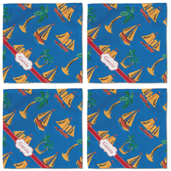 Boats & Palm Trees Cloth Napkins - Personalized Lunch (APPROVAL) Set of 4