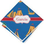 Boats & Palm Trees Cloth Cocktail Napkin - Single w/ Name or Text